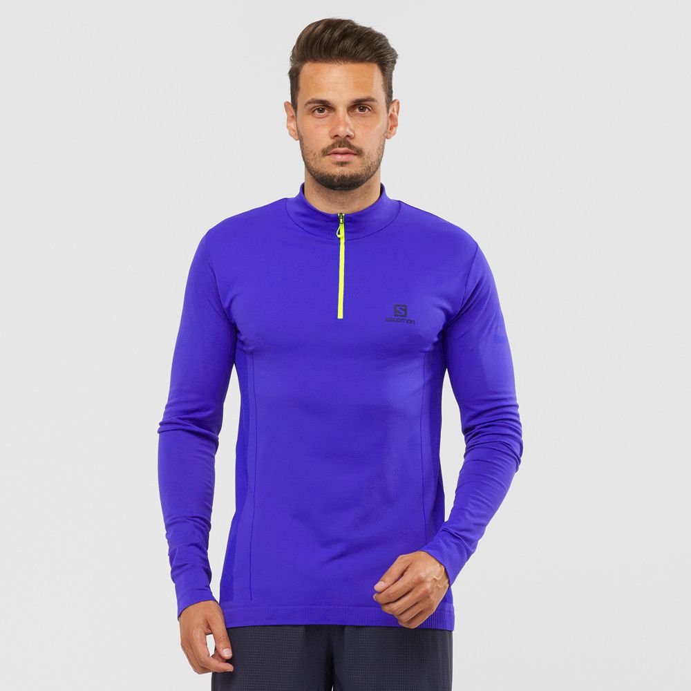 Salomon ESSENTIAL SEAMLESS Capa Intermedia Hombre - Azules - Colombia (90132-VEXM)